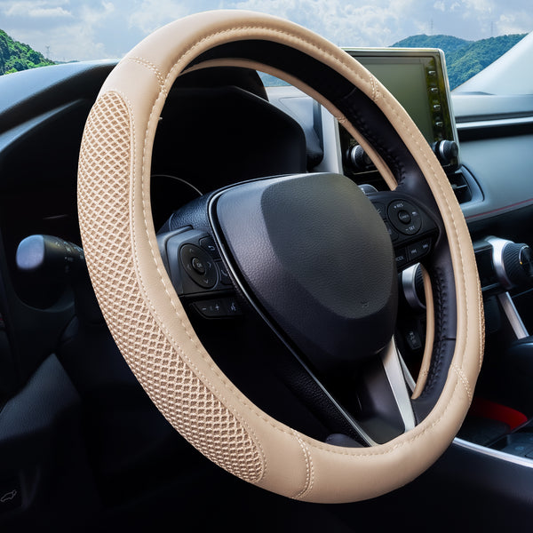 Cool Mesh Grip Steering WC, Sedan, 14.5 to 15, Khaki LeadPro Inc