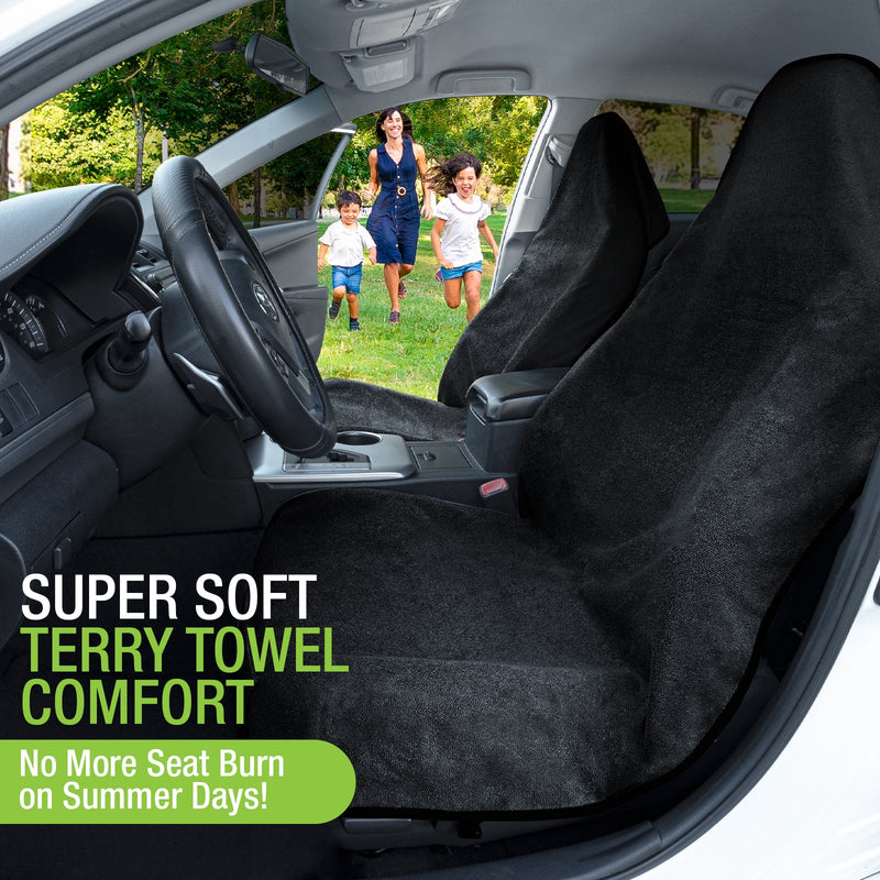 Season Guard Towel Seat Cover Protector - Universal Fit for Cars, Trucks, SUV's and Mini Vans - Black LeadPro Inc