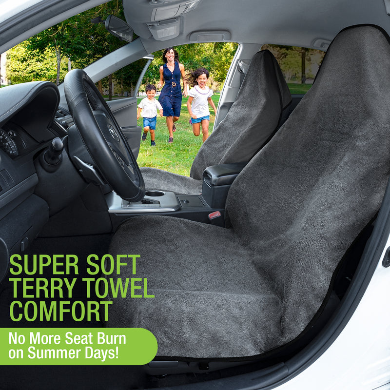Season Guard Towel Seat Cover Protector - Universal Fit for Cars, Trucks, SUV's and Mini Vans - Grey LeadPro Inc