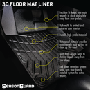 Season Guard 3D Floor Mat Liner, Jeep Cherokee 2016-2018  Front and Rear Seat 3pc LeadPro Inc