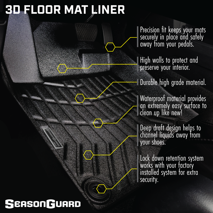 Season Guard 3D Floor Mat Liner, Jeep Cherokee 2016-2018  Front and Rear Seat 3pc LeadPro Inc
