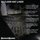 Season Guard Floor Mat Liner, GMC Sierra Denali 1500 Crew Cab 2019-2020 Front and Rear Seat 3pc LeadPro Inc
